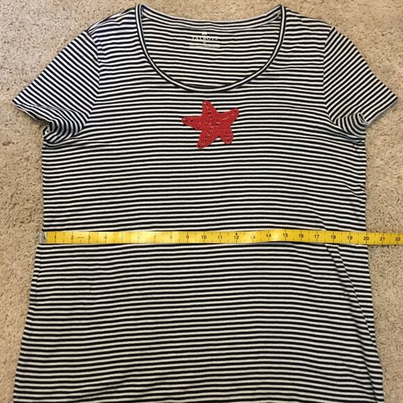 Talbots Pima Cotton Nautical Striped Beaded Starfish Tee - Picture 12 of 15